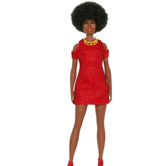 Barbie African American Fashionistas Doll# 221 w/ Natural Black Hair, Red Dress - Picture 6 of 8